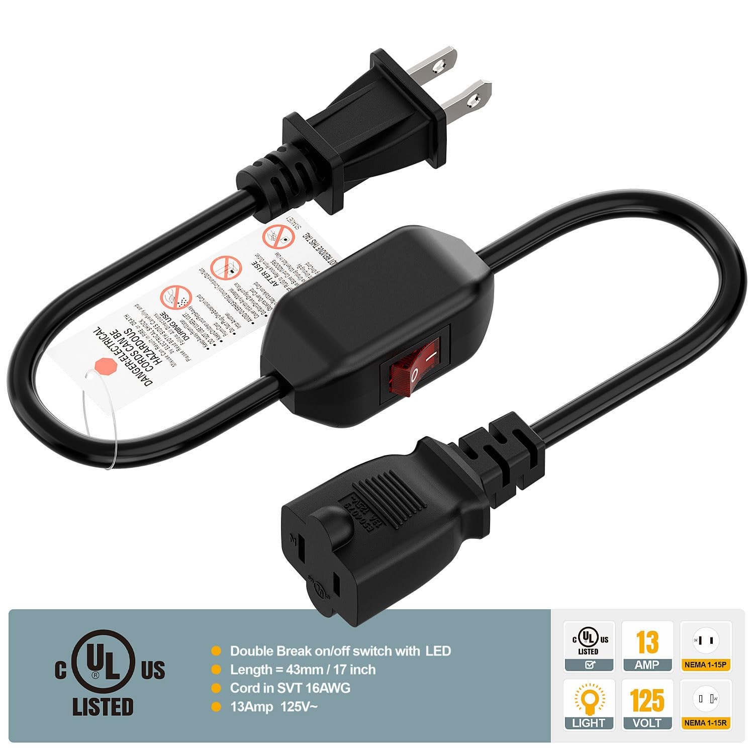 Plugrand Extension Cord with Switch