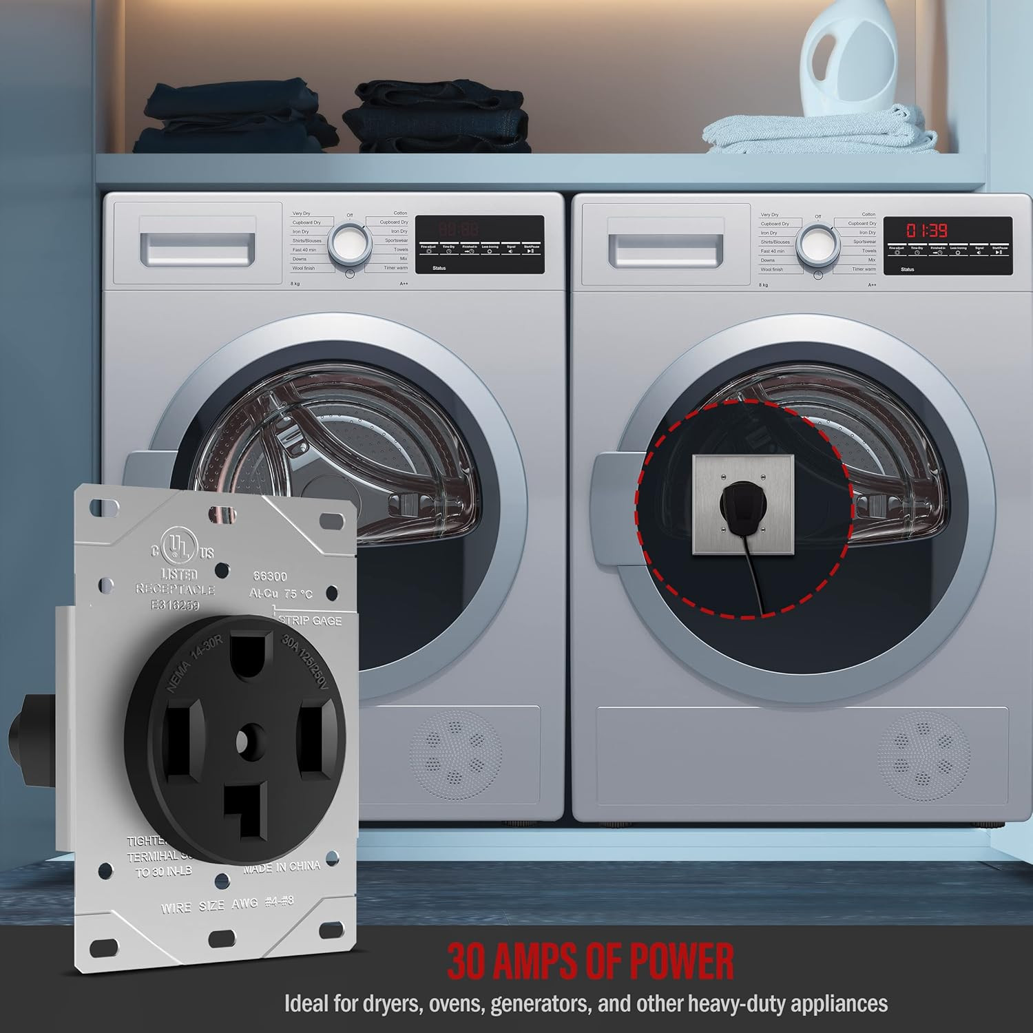 30 Amp Dryer Receptacle Outlet, NEMA 14-30R | Residential Commercial Industrial