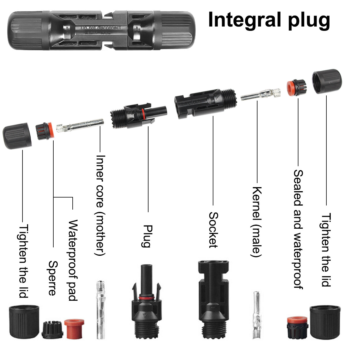 100Pair Solar Cable Connectors 4mm-6mm 30Amp Waterproof Solar Panel Wire Joiners