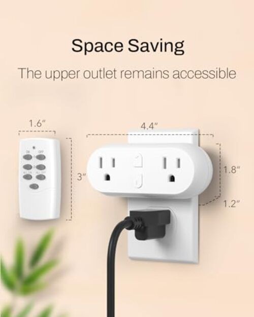 Wireless Remote Control Outlet with 2 Individual Switch Control, Compact