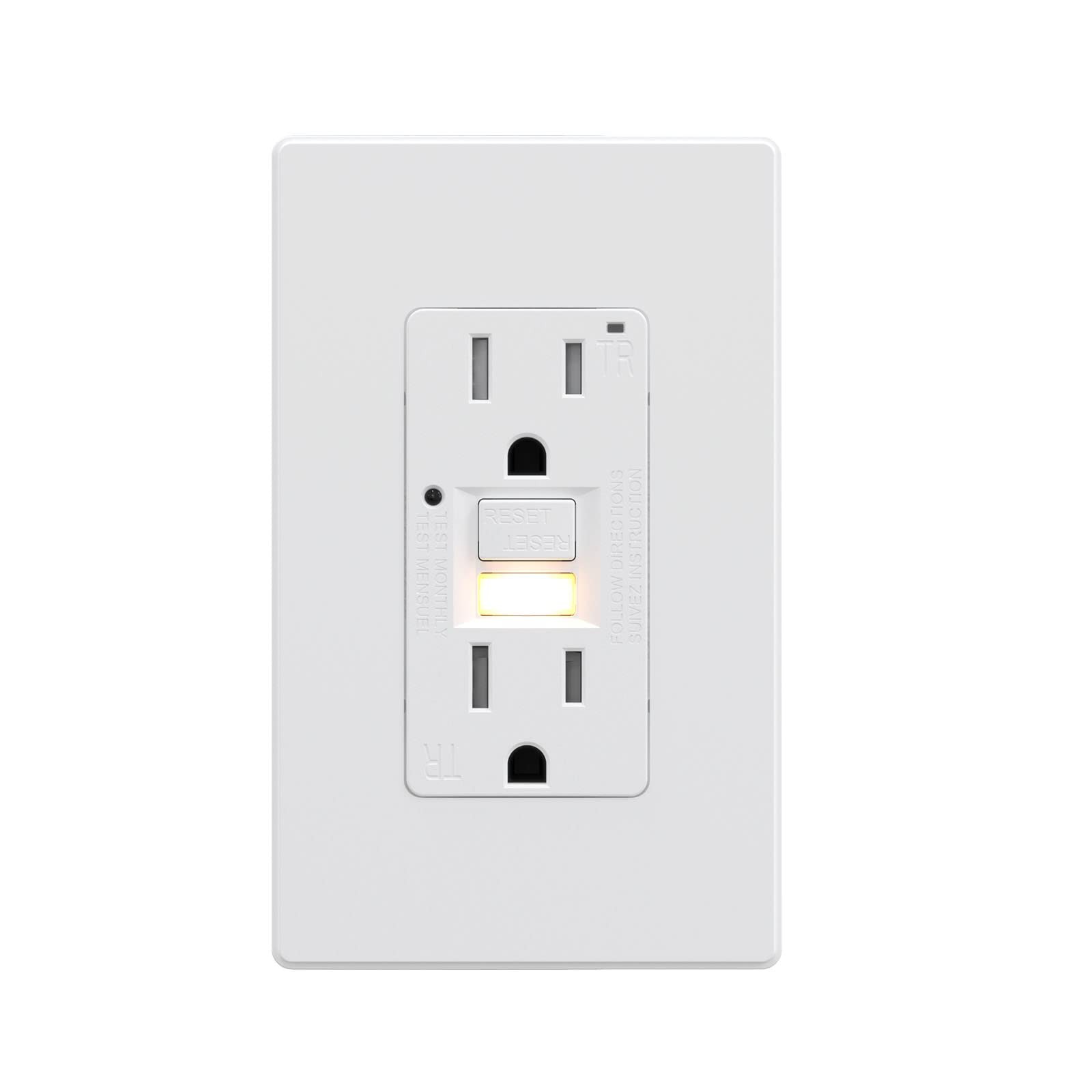 AIDA15 Amp GFCI Outlet, Self-Test Nightlight Electrical Outlet, Tamper-Resistant