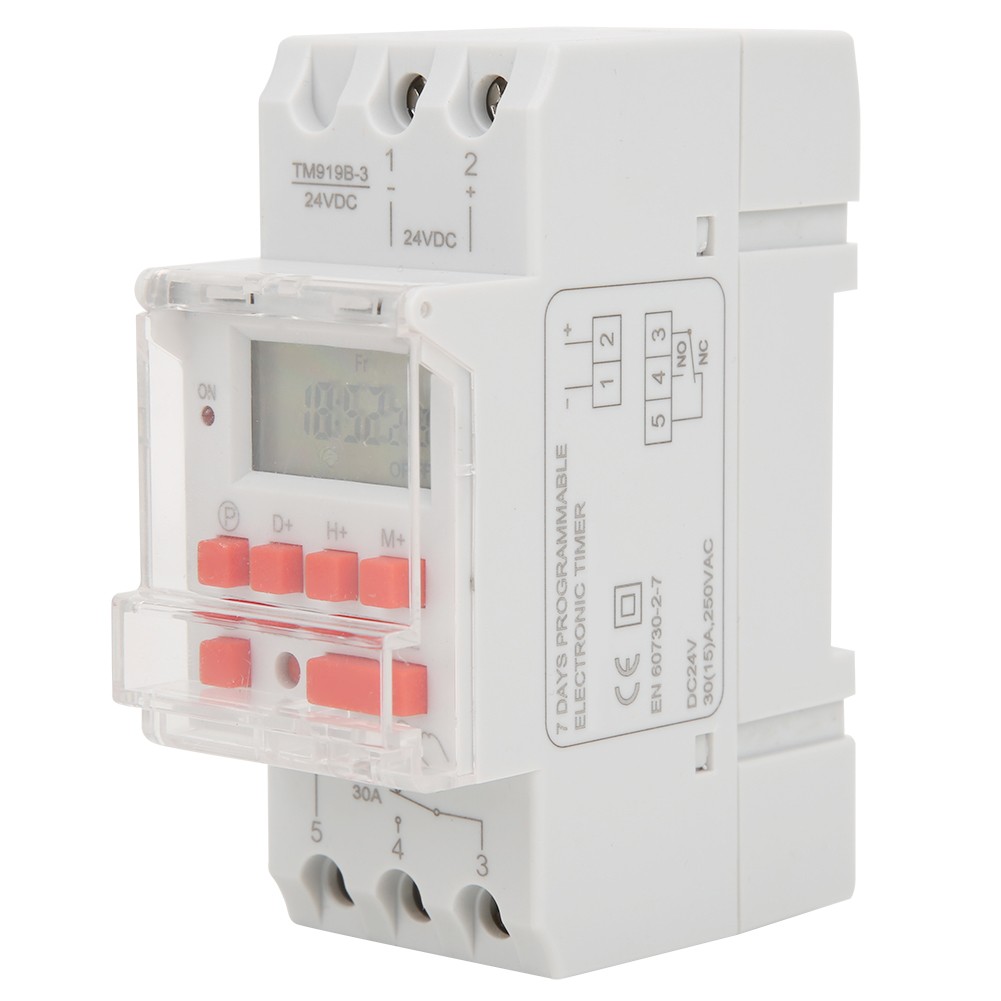 DC24V 30A Weekly 12/24hrs Timer Switch On Off Control Programmable Time Relay #c