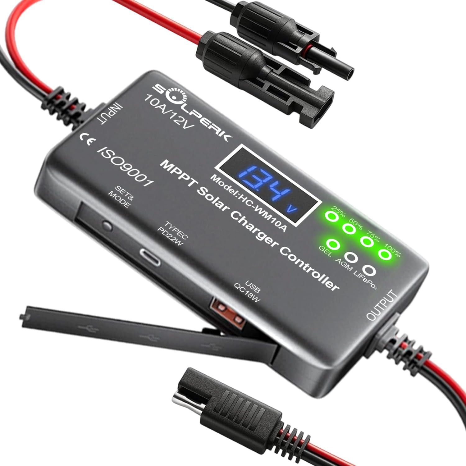 MPPT 10A 12V Solar Charge Controller with LCD Display, Solar Panel