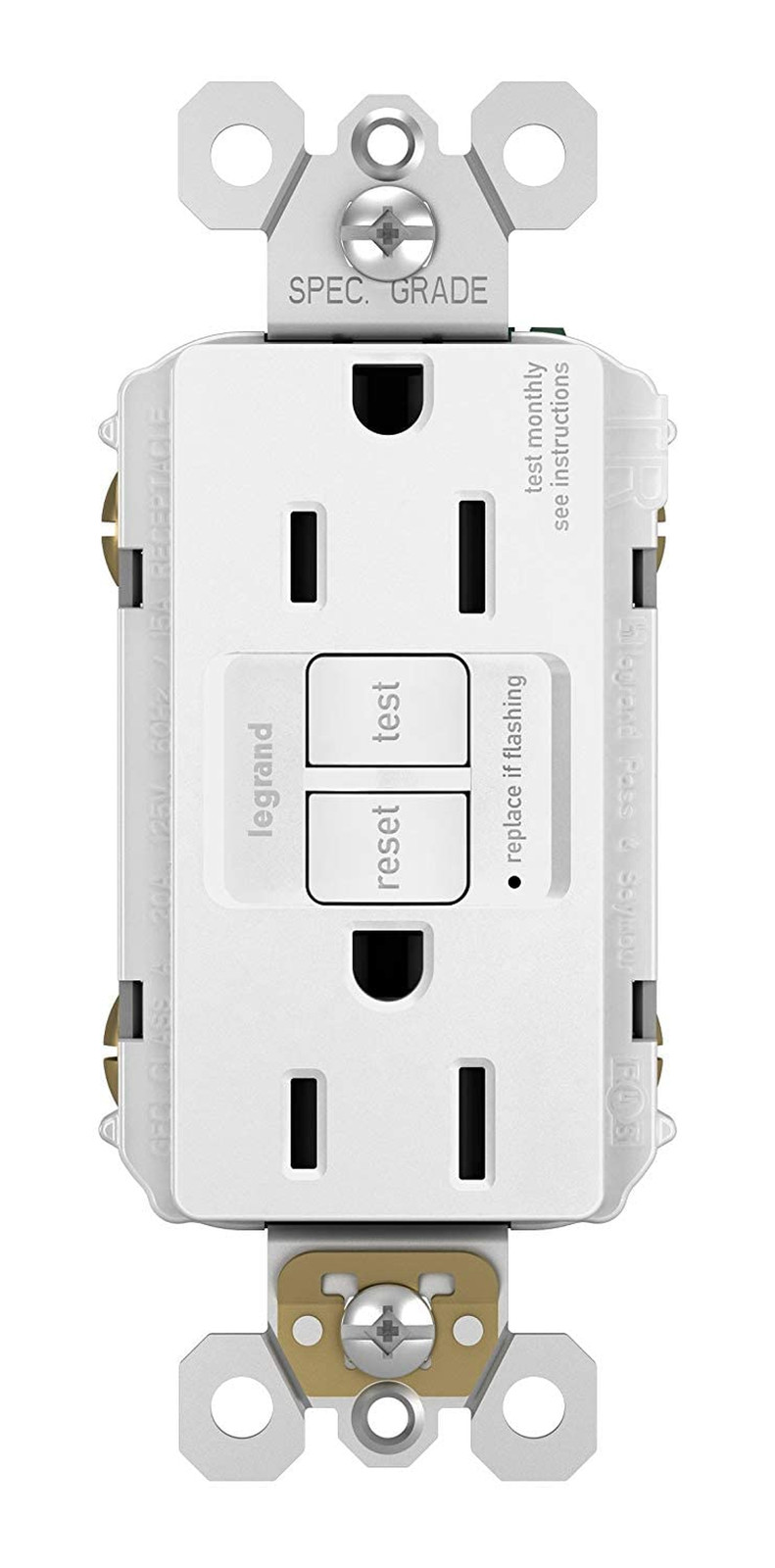 Legrand Radiant 1597TRW3PKCC4 15 Amp GFCI Self Test Tamper Resistant Decorator D