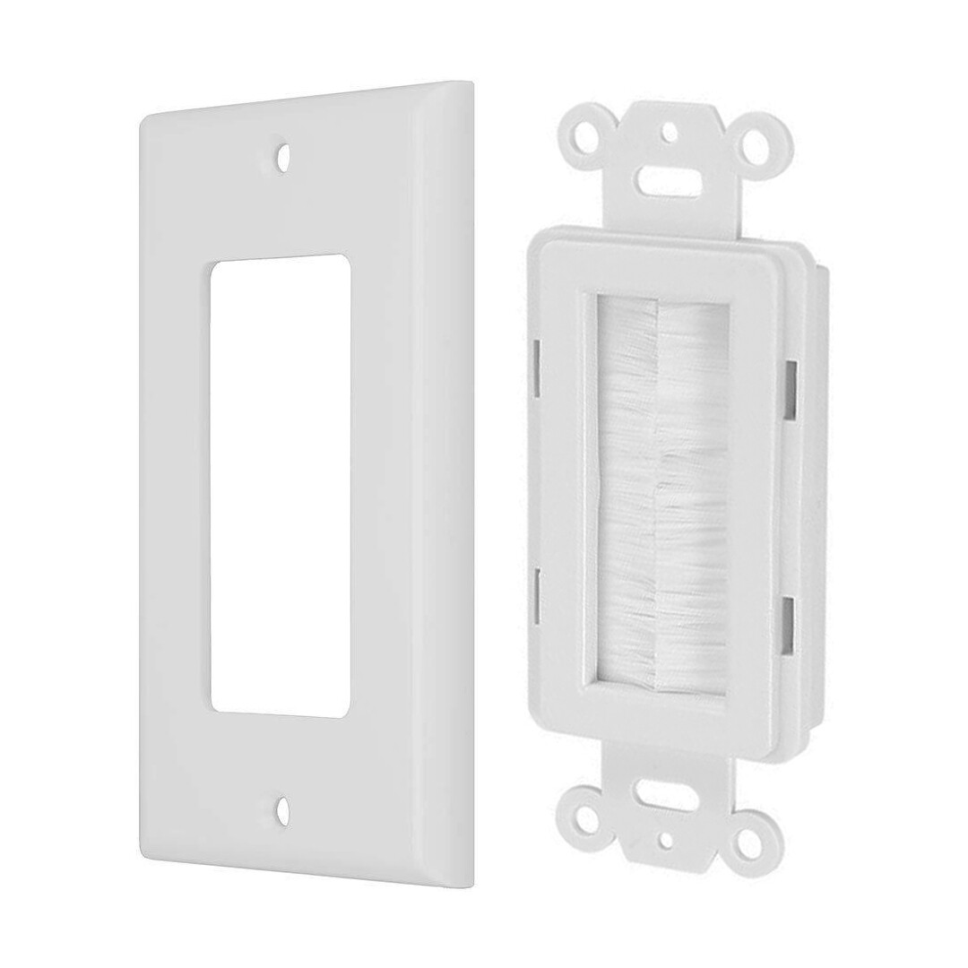 Single Gang Decora Brush with Cover Wall Plate Low Voltage Flush Mount Bracket