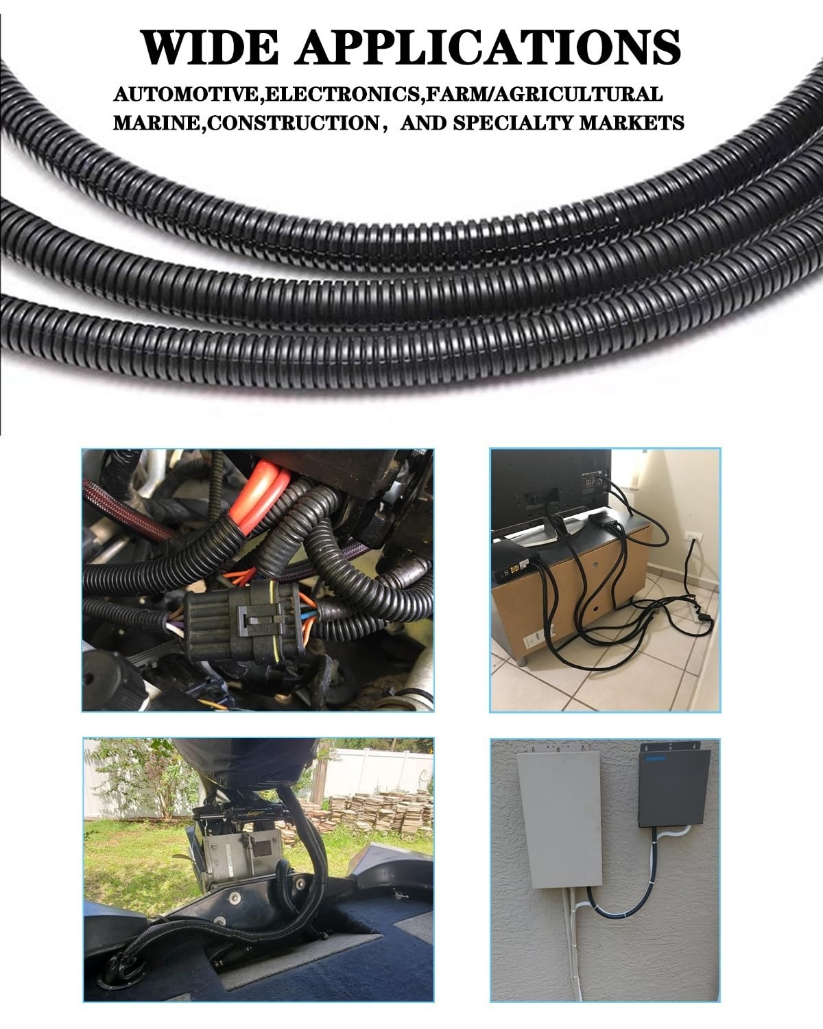 1/4 Inch Wire Loom Split Tubing – 16.5 ft Electrical Conduit Cover