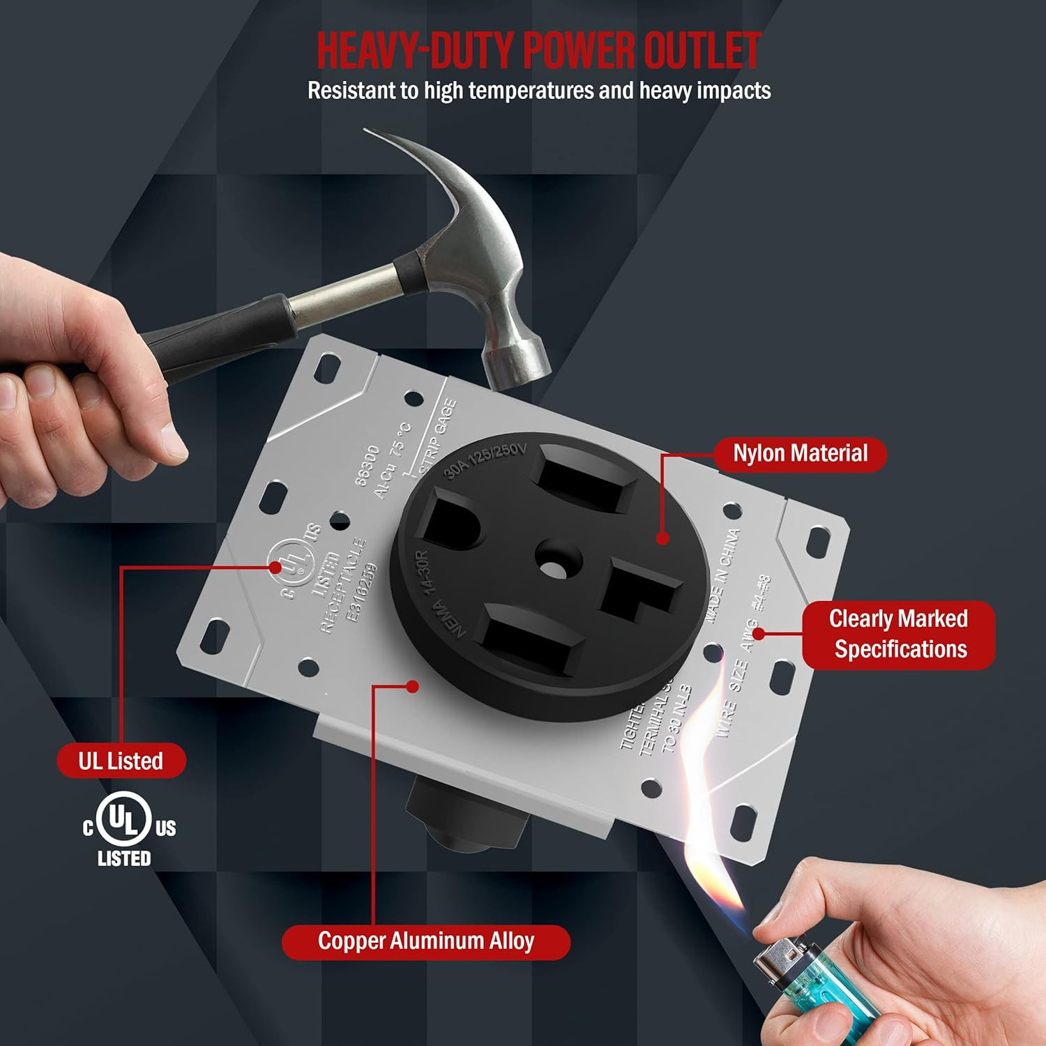 30 Amp Dryer Receptacle Outlet, NEMA 14-30R | Residential Commercial Industrial