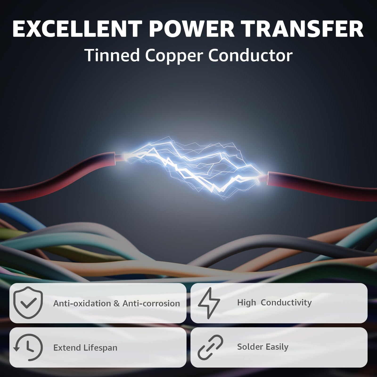 18 Gauge 2 Conductor Electrical Wire, 30FT 18AWG Stranded PVC Cord Tinned Copper