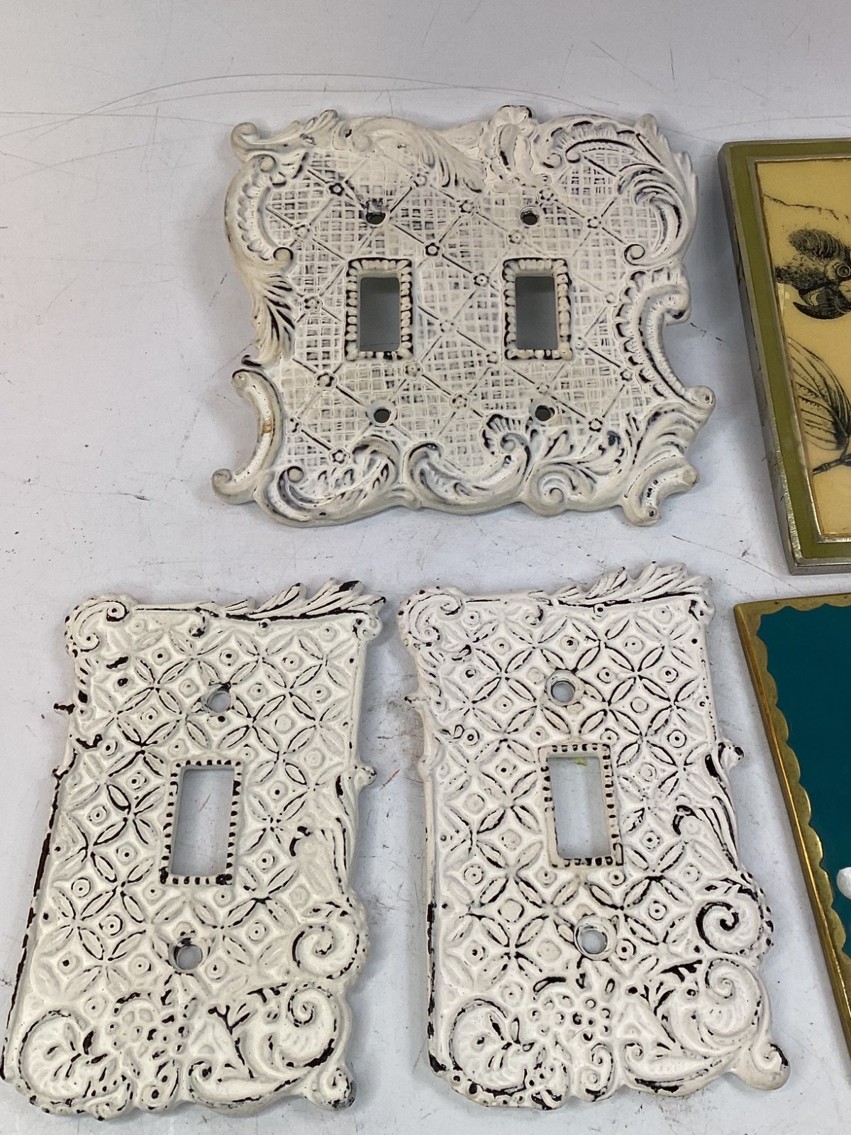 8 Anthropologie Resin & Metal Wall Light Double Plate Cover Floral+free ship (F4