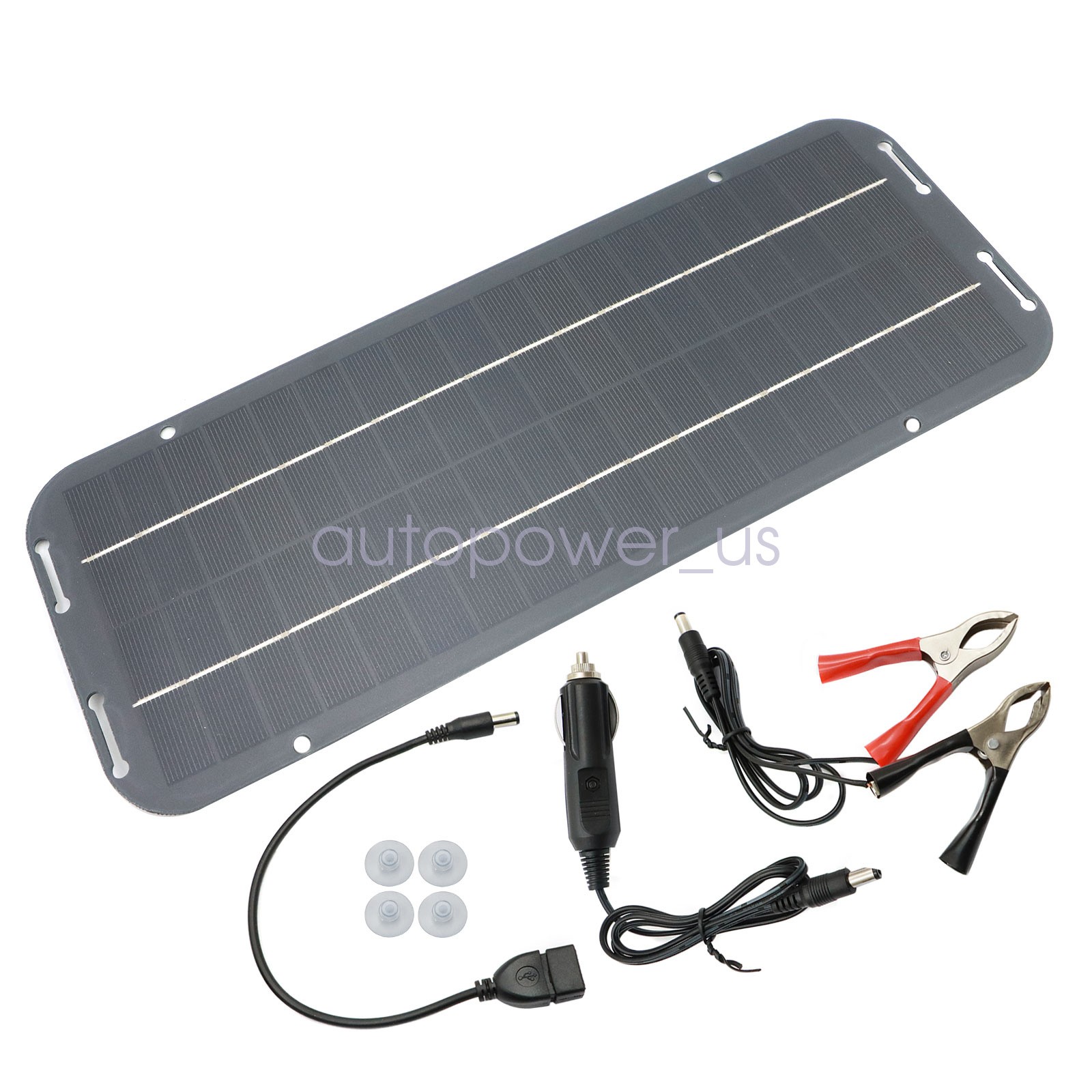 30W Solar Panel 12V Trickle Charger Battery Charger Kit Maintainer Boat Car RV