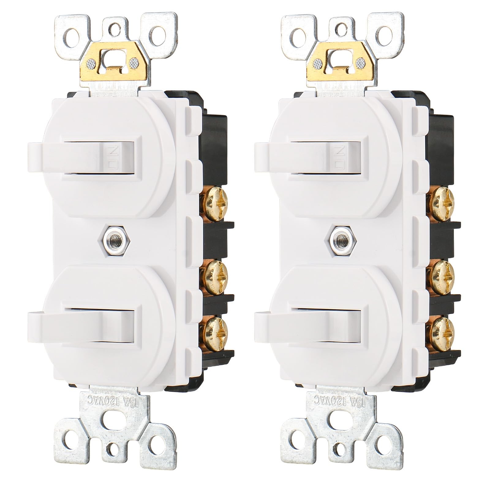 Wengart (2-Pack) Double Toggle Switch, 15 Amp 120V, 2-in-1 Combination Light …