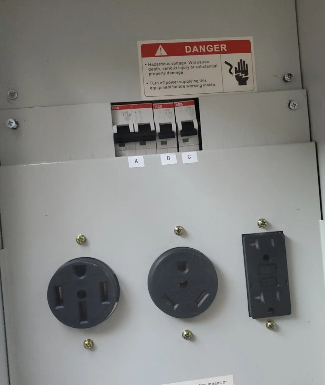 Tocretoare Temporary Power Outlet Panel, with 20, 30, 50 Amp Receptacle