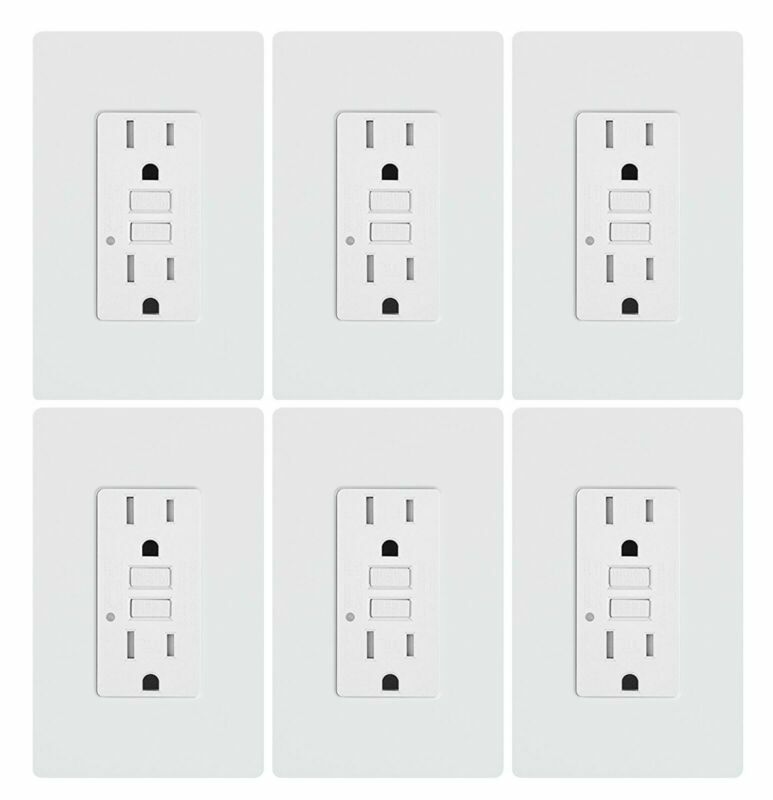 6 Pack gfci outlet 15 amp Self testing Tamper Resistant Receptacle White