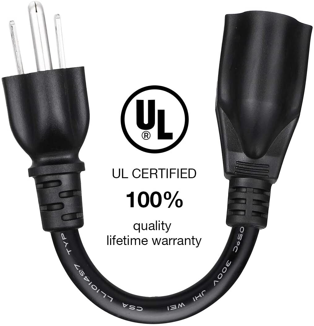 0.5ft Short Power Extension Cord Outlet Saver, 3Prong Indoor/Outdoor Use 3 PacK