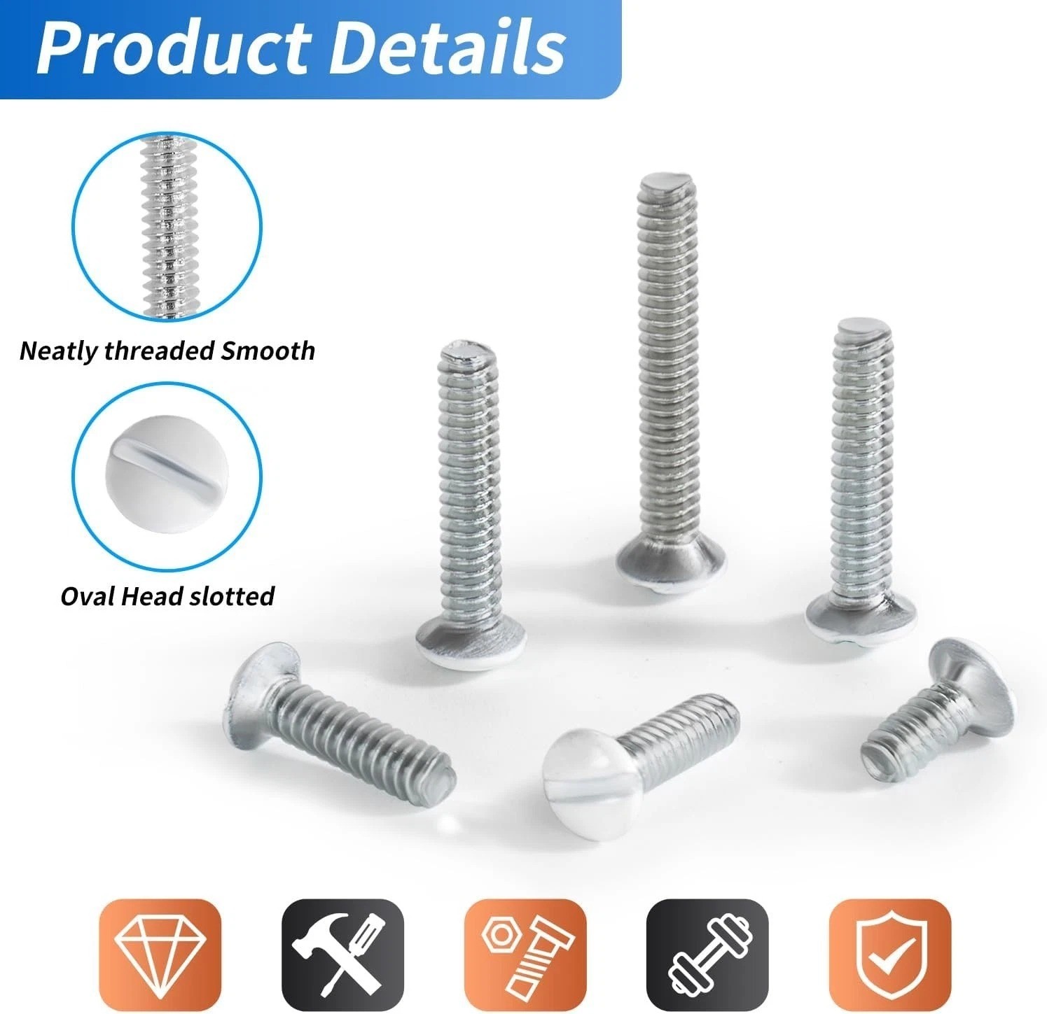 120PCS White Wall Plate Screws Kit – #6-32 Thread Outlet Cover & Switch white