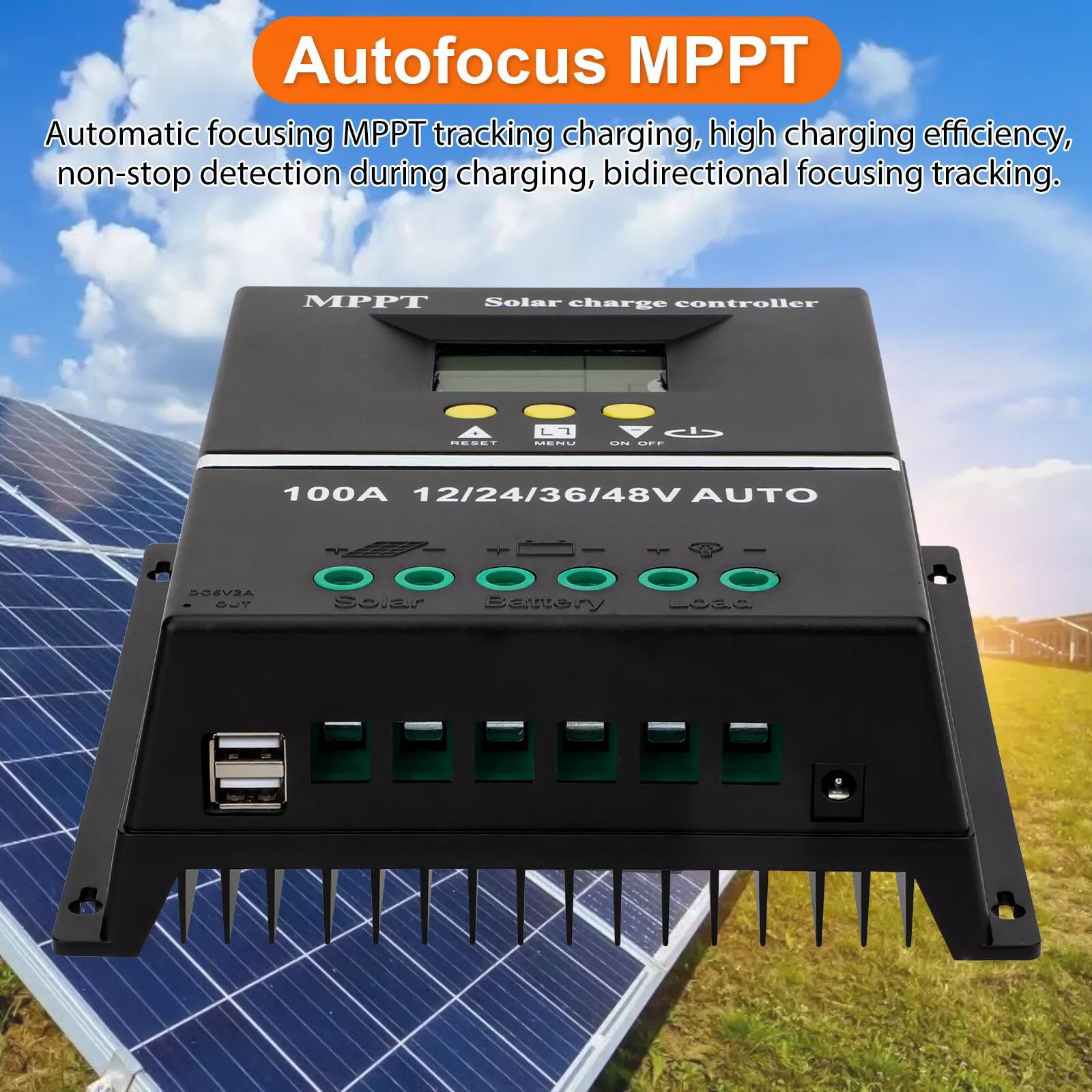 1pc MPPT 100A Solar Charge Controller For 12V 24V 36V 48V PV Battery Regulator