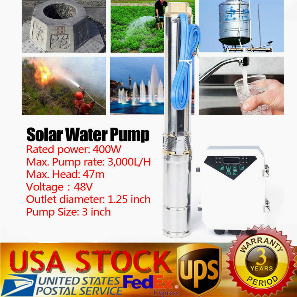 3 DC 48V 400W Solar Submersible Pump Bore Deep Well Water Pump MPPT Controller