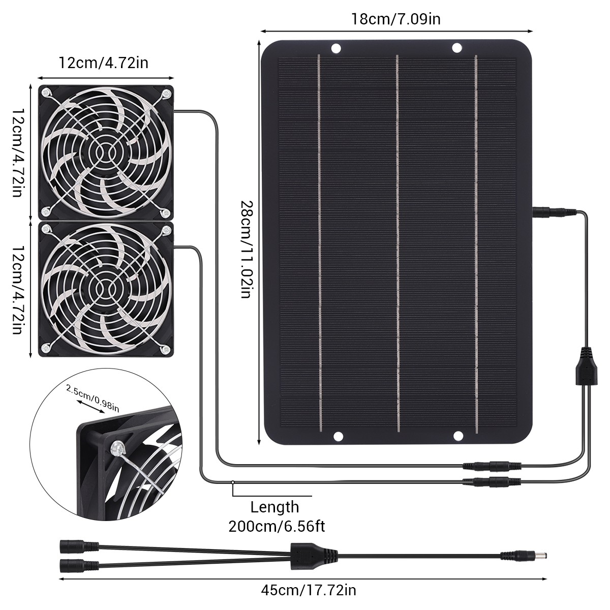 Solar Powered Dual Exhaust Fan Kit IP65 Waterproof Ventilation System for Coop