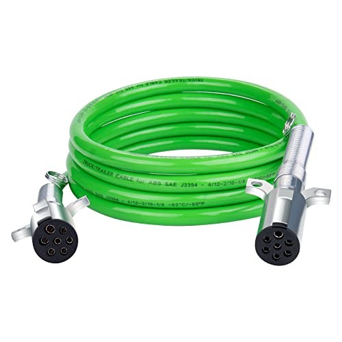 7 Way Trailer Cord 12 FT ABS Electrical Power Cord Heavy 12 FT STRAIGHT CORD
