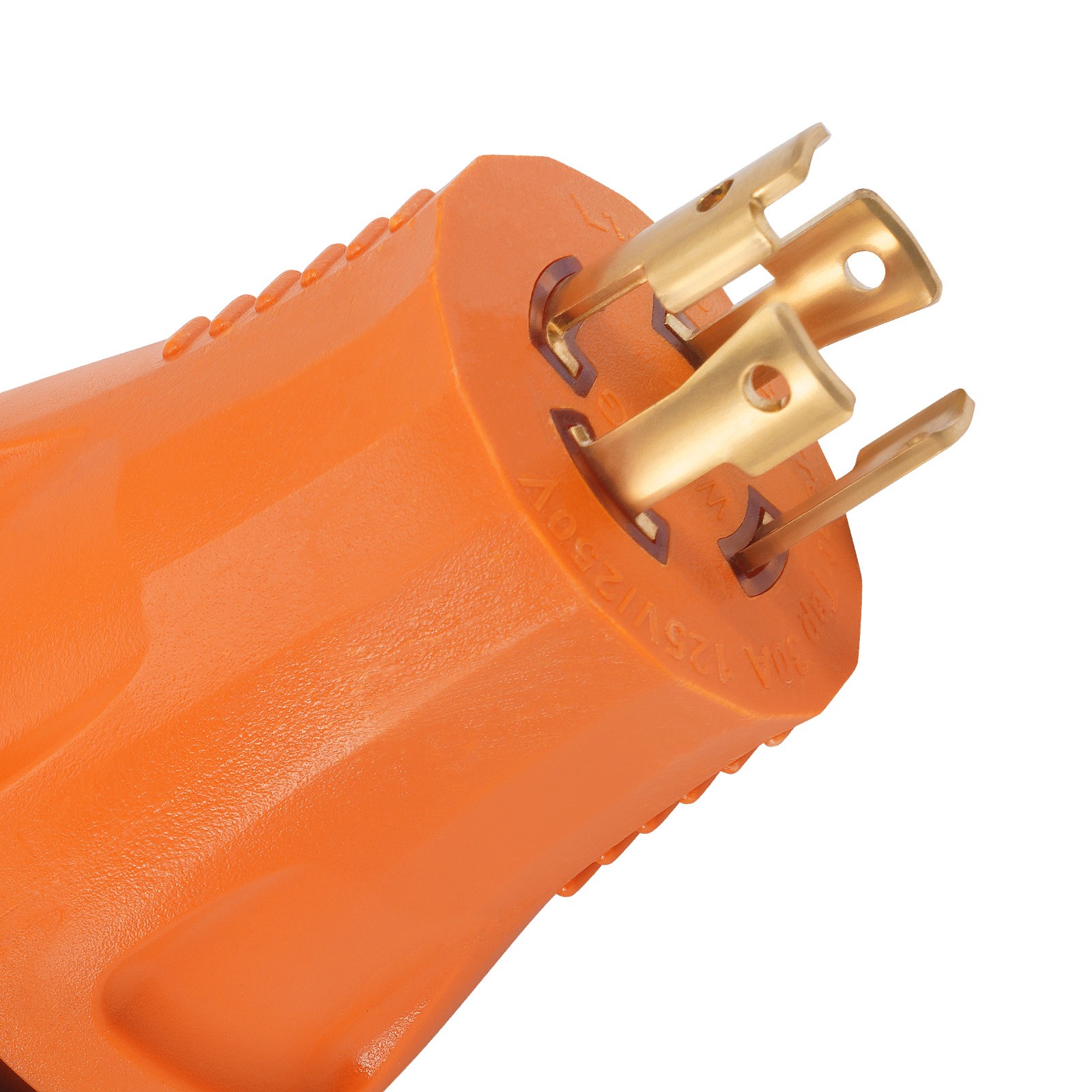 Durable Molded Adapter 30A Locking Plug to 50A Receptacle 4.3″ Orange