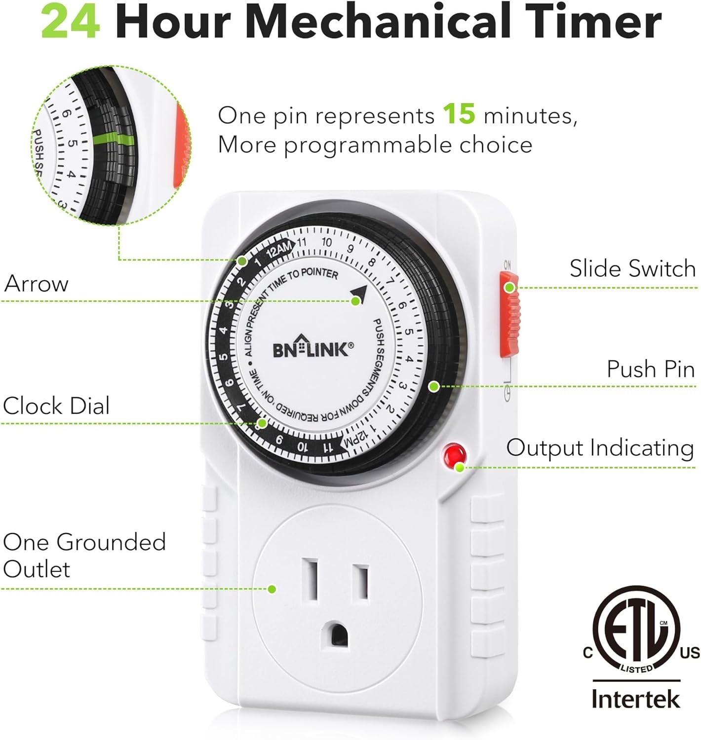 Compact 24-Hour Plug-in Timer – Versatile for Aquariums and Indoor Lighting