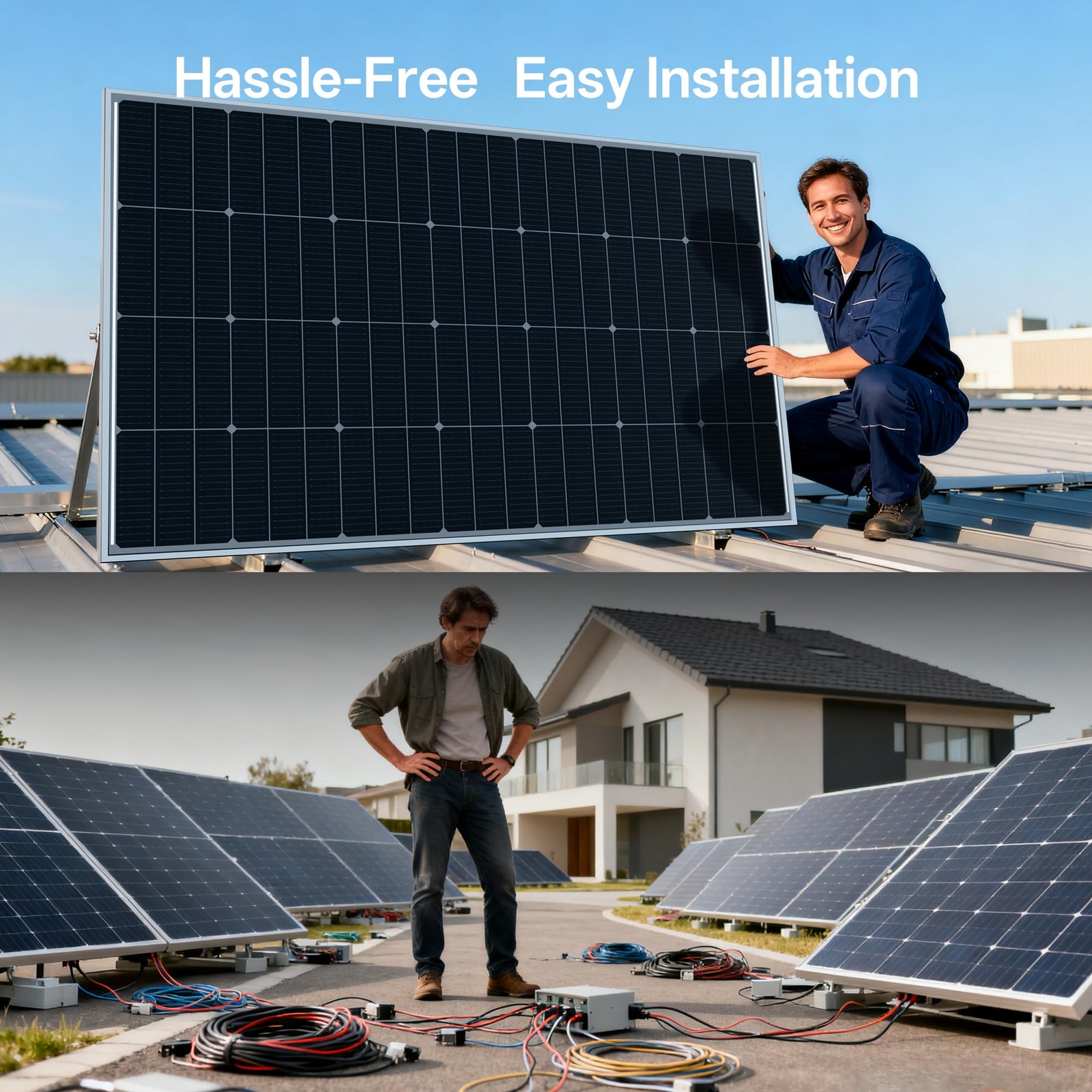 JJN 550 Watt Bifacial Solar Panels 2PCS,12/24/48 Volt 1100 Watt Solar Panel,M…