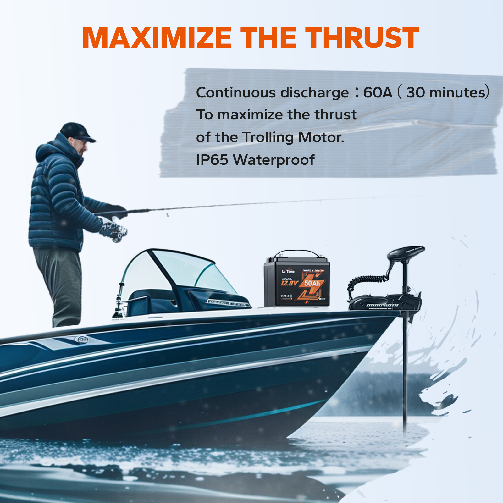 LiTime 12V 50Ah Bluetooth LiFePO4 Lithium Battery For RV Camper Trolling Motor