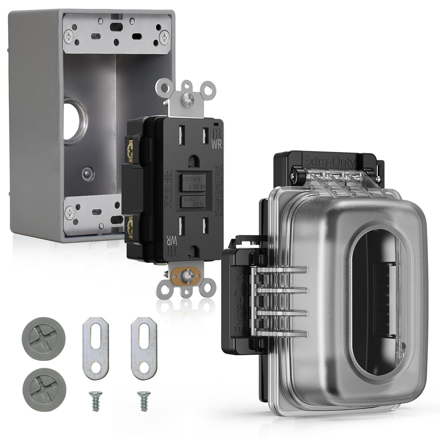 Outdoor GFCI Outlet with in Use Cover and Box Kit, 1 Gang, 20 Amp TRWR Self-Test