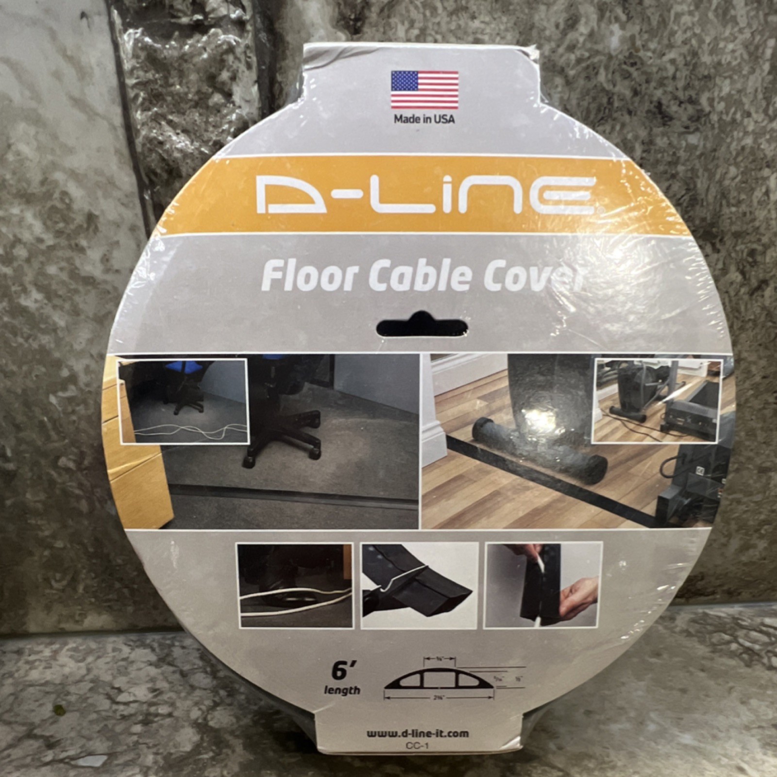 D-Line Floor Cable Cover 6 ft x 2.5 in Black Plastic Cable Management CC-1