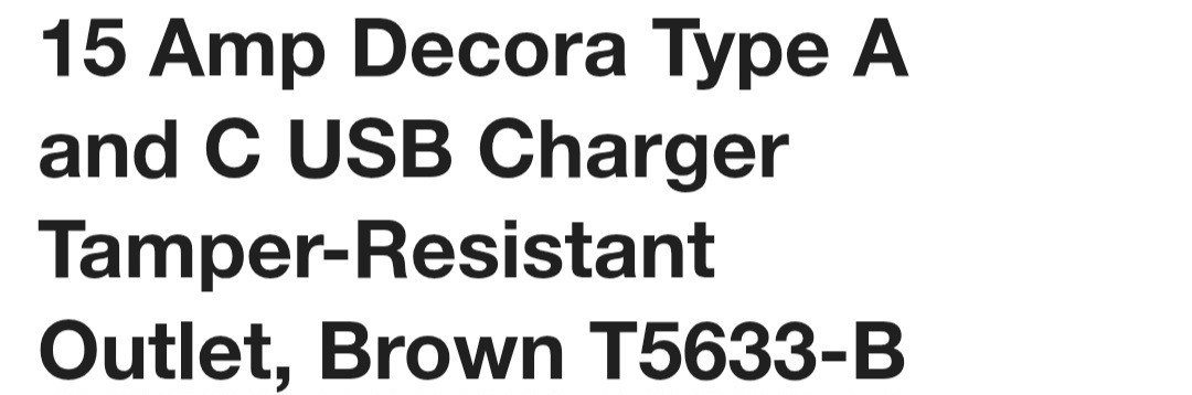 Leviton T5633-B Brown Duplex Outlet Tamper Resistant w/ USB-A & USB-C 15A