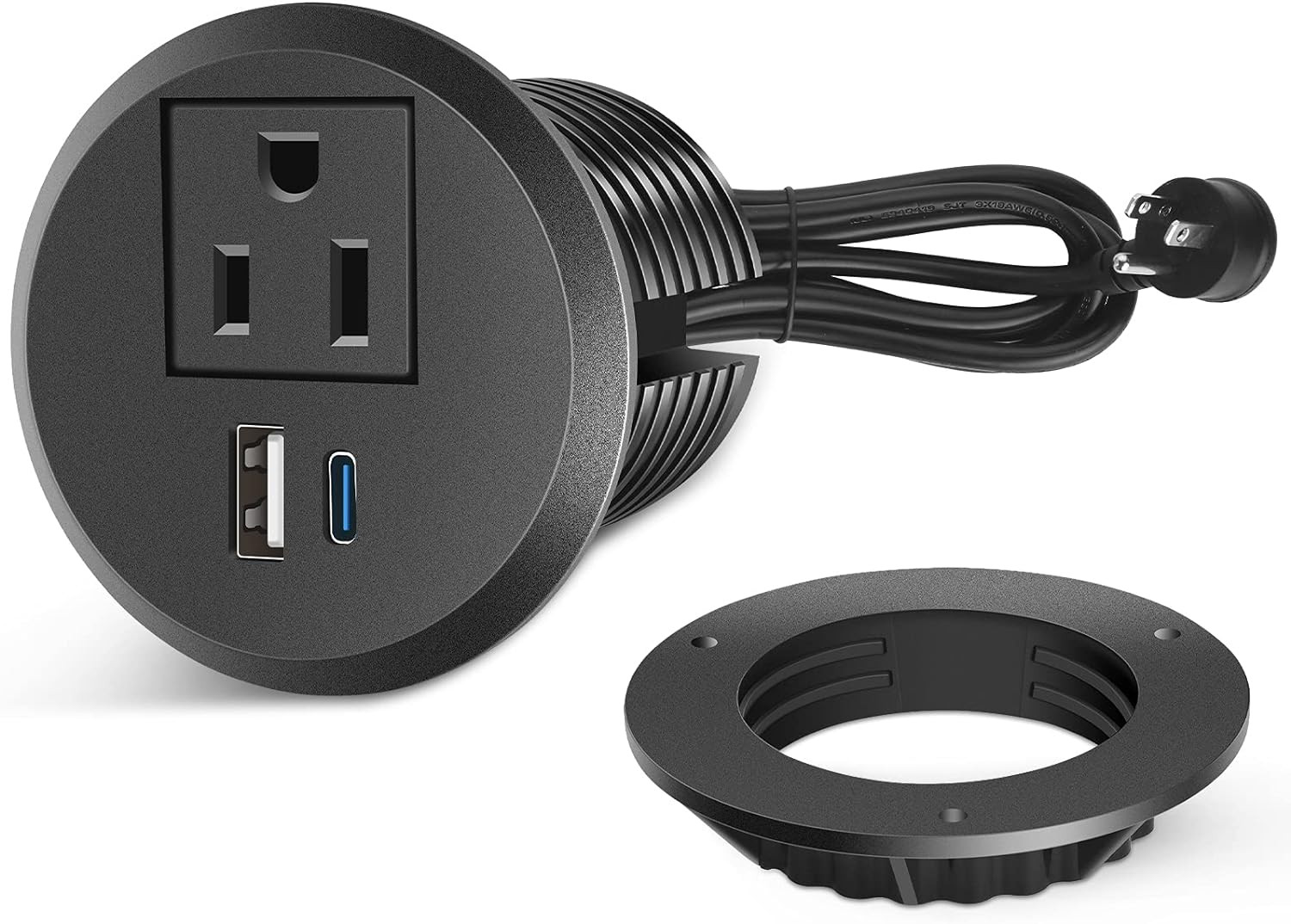 2 Inch Desk Power Grommet Outlet, Recessed Power Outlet with 20W USB-C Fast Char