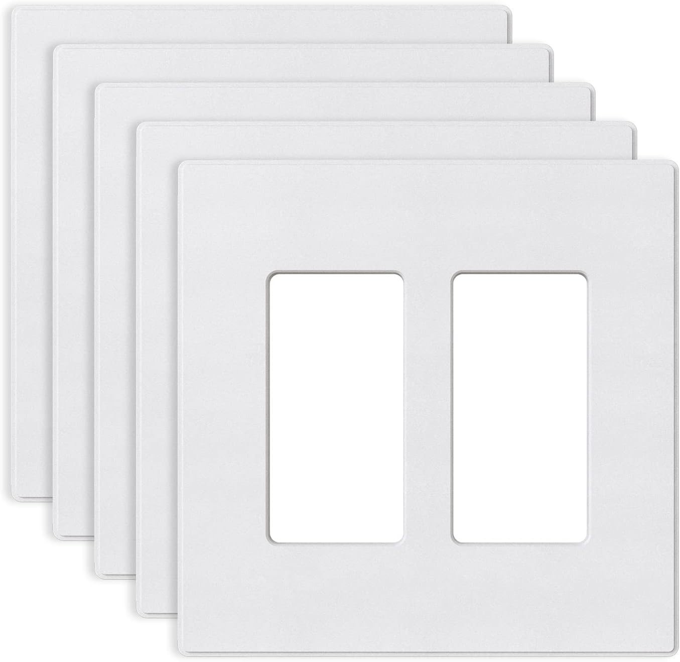 Mid-Size Decorative Faceplate Covers, 5 Pack, White