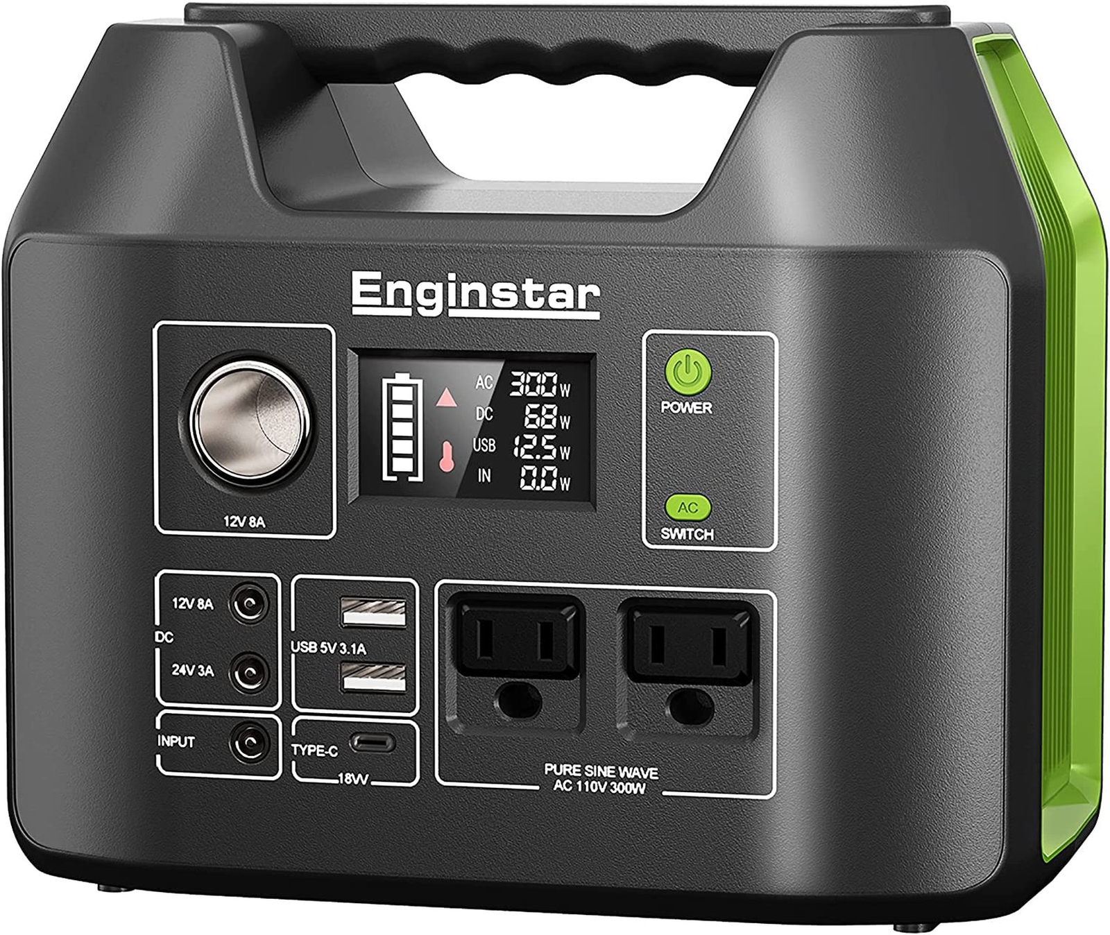 EnginStar Portable Power Station 300W, 296Wh Battery Pack with 110V Pure Sine…