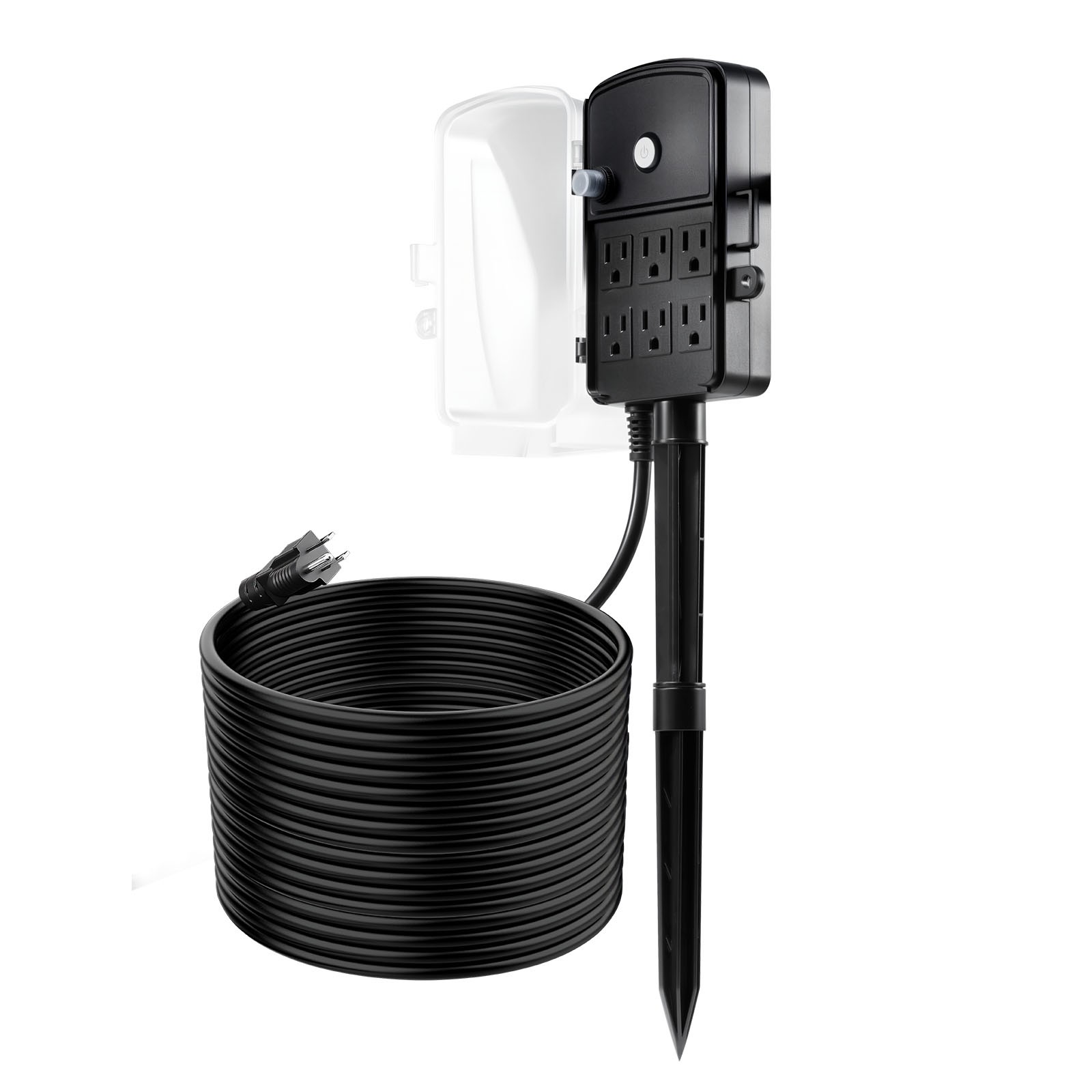 Uimoso Outdoor Power Stake with 6 Outlets and 50 FT Weatherproof Extension Cord