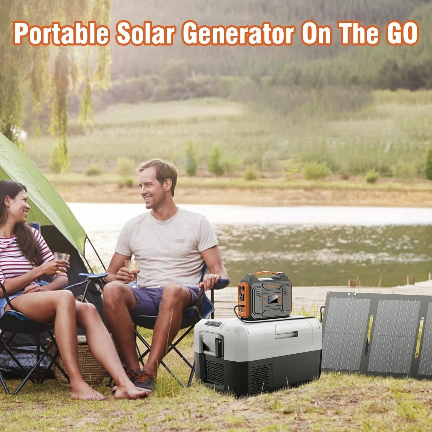 Portable Solar Generator 300W with 60W Panel//
