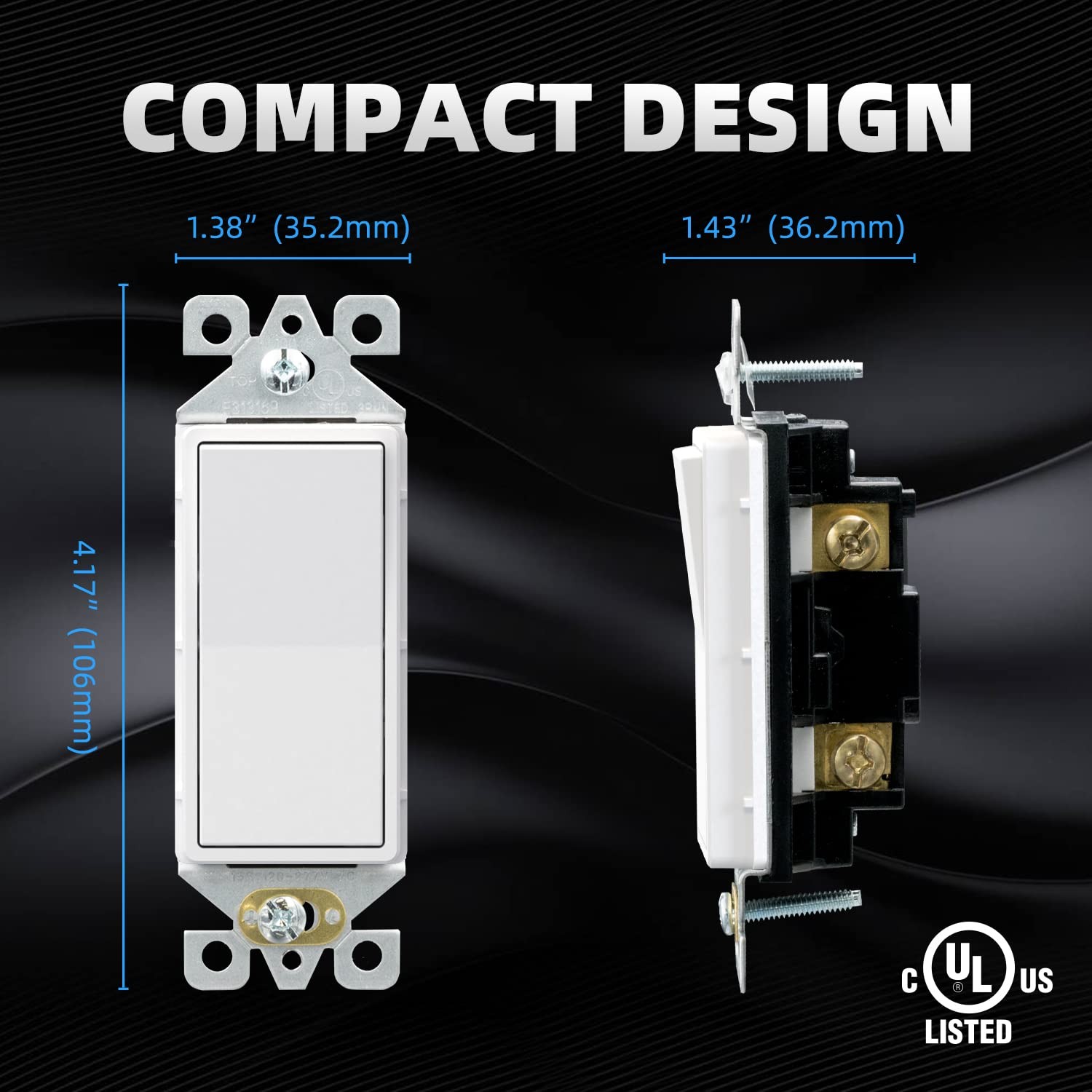 ELEGRP Matte White Single Pole Decorator Light Switch, 15Amp, 120-277V, Decor…