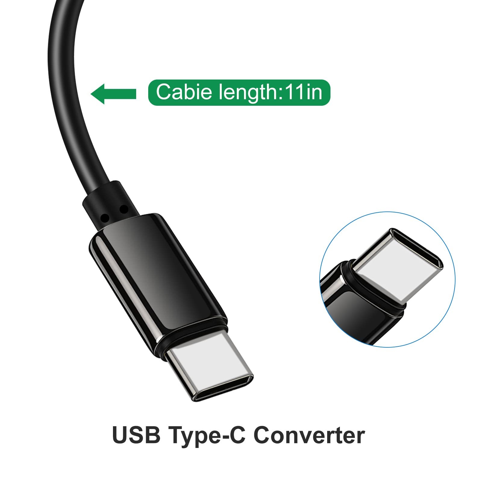 Quick Charge QC3.0 USB C Converter DC 12V/24V to 5V 3A 3A-Type-C, Black