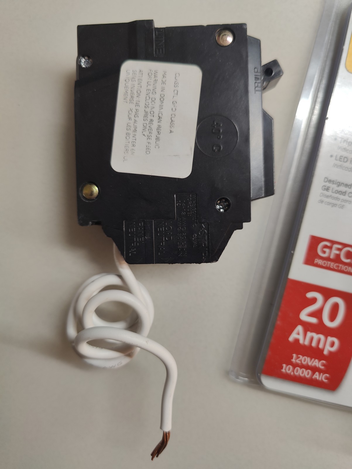 GE THQL1120GFTP Single Pole 20A GFCI Ground Fault Circuit Breaker