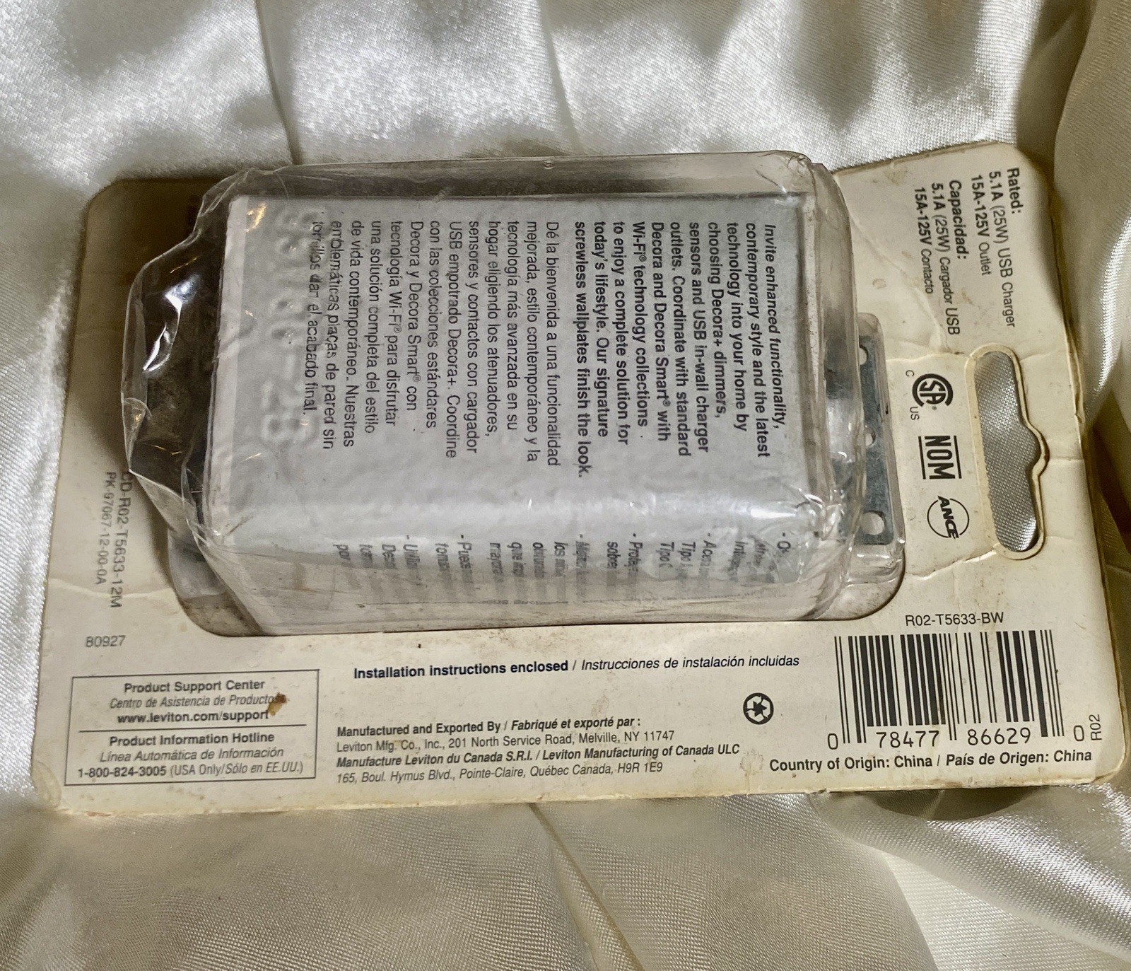 Leviton USB Outlet Tamper Resistant White Type A /Type C Q25W T5633-Bw