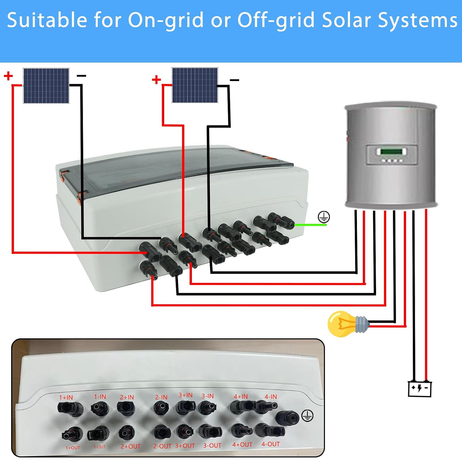 Solar Disconnect Switch, PV Combiner Box 4 String 1000V 40A Solar Surge Protecto