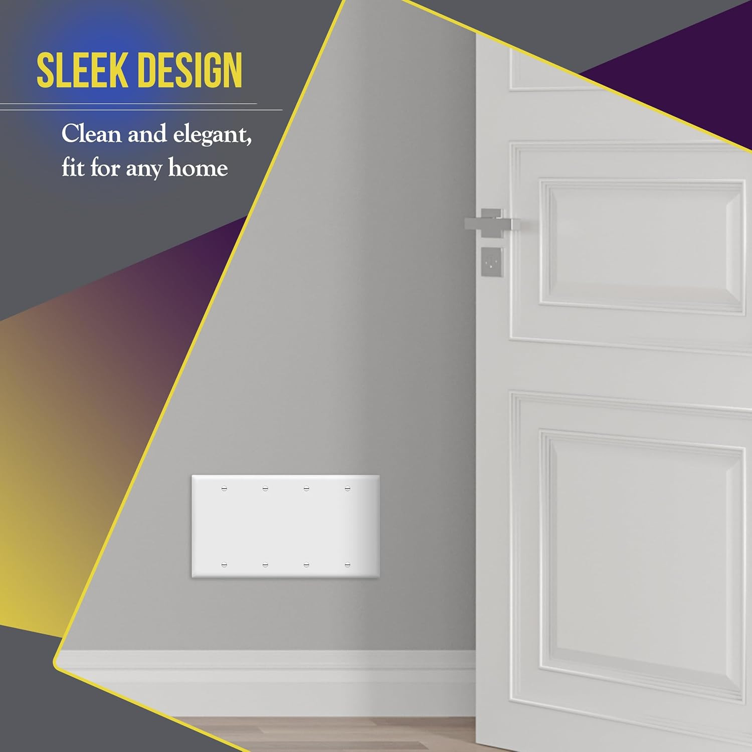 Blank Device Cover Wall Plate, Size 4-Gang 4.50″ X 8.19″, Unbreakable Polycarbon