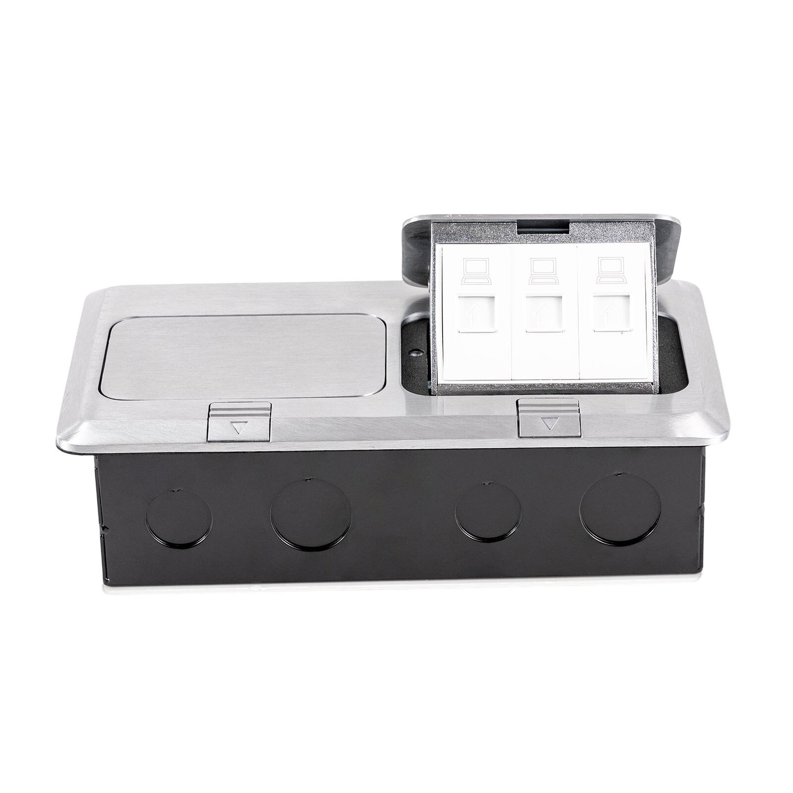 Dual Pop Up Floor Outlet 20A USB W/ Sockets Electrical Outlet Receptacle Silver