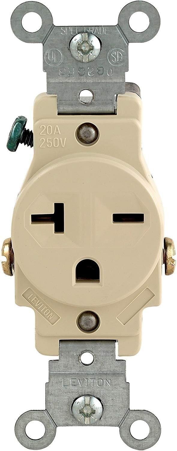 Leviton 106-5821-ISP S01-05821-0Is Single Receptacle, 125 Vac, 20 A, 2 Pole,…