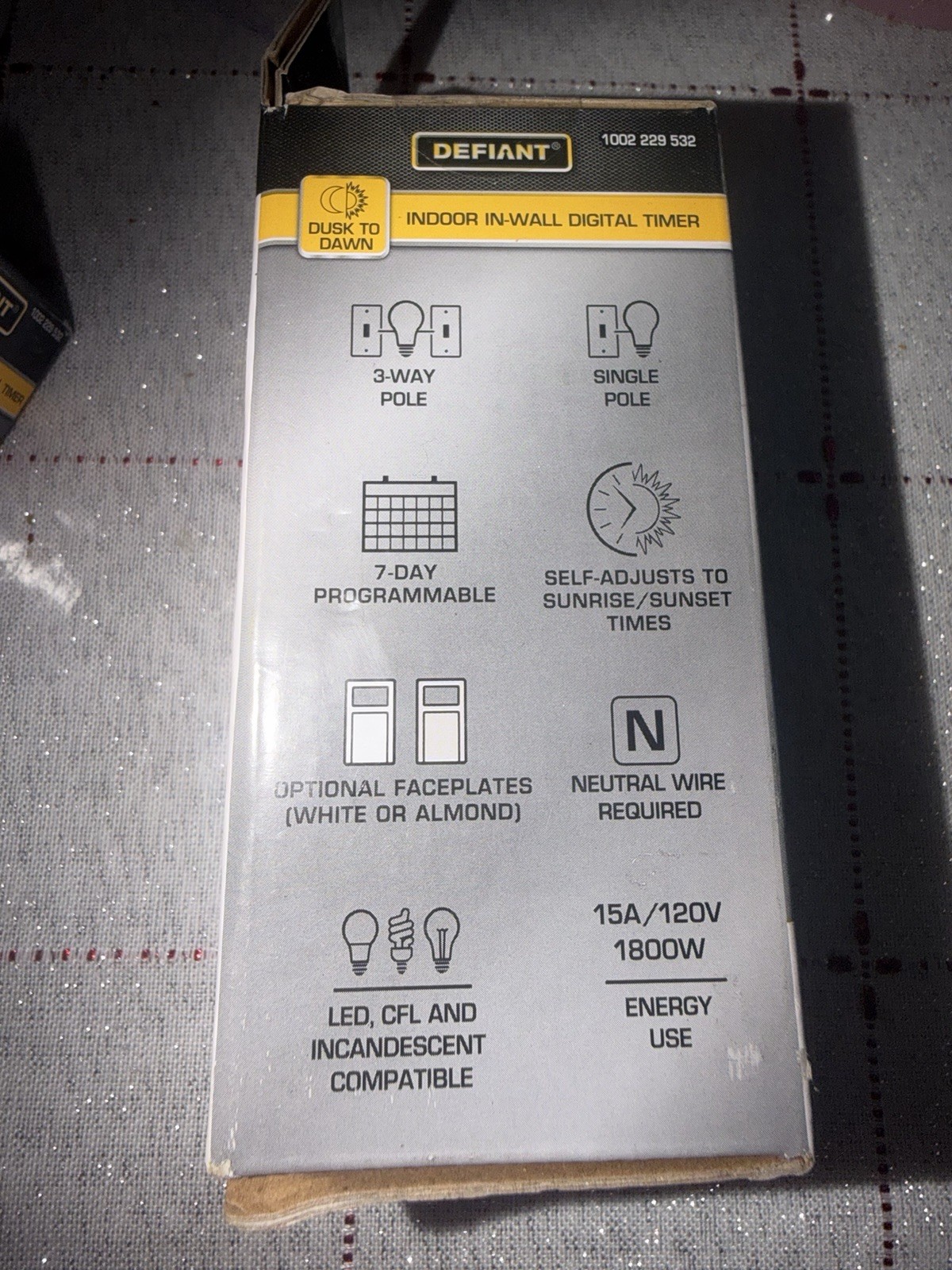 Defiant 7-Day Programmable Digital In-Wall Timer Wall Switch 15A 120V 32648