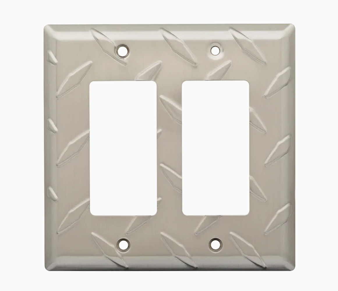 Brainerd W32848-SN Diamond Plate Double GFCI Cover Plate Satin Nickel