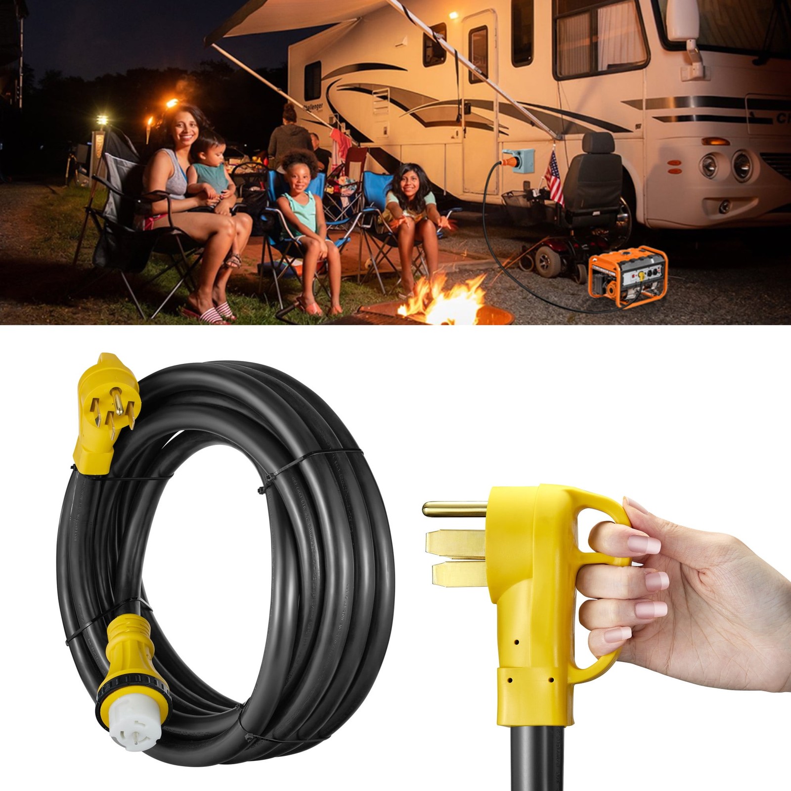Heavy Duty 30A 20FT Generator Extension Cord with Box L14-30P to L14-30R
