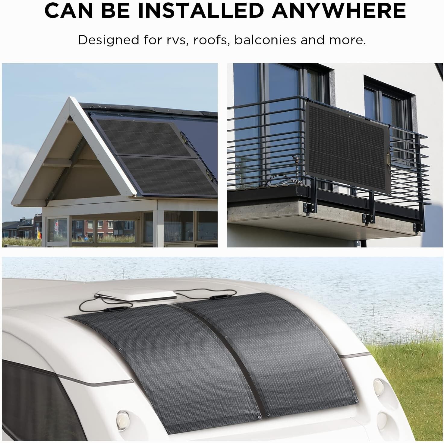 EF ECOFLOW 100W Flexible Solar Panel with High Efficiency Solar Modules, IP68