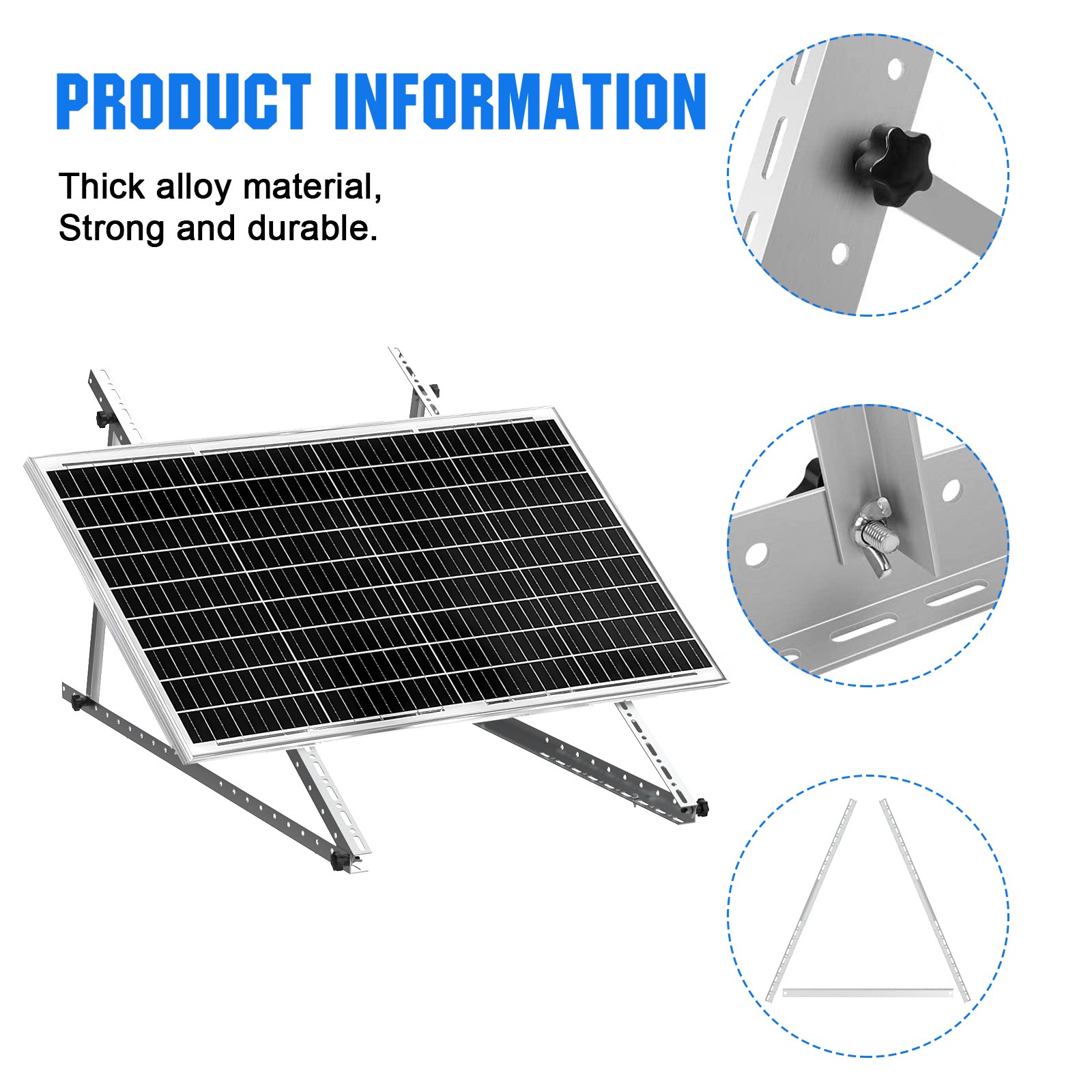 2Set 45 Inch 0-90° Adjustable Solar Panel Brackets Mount Tilt Bracket Caravan RV