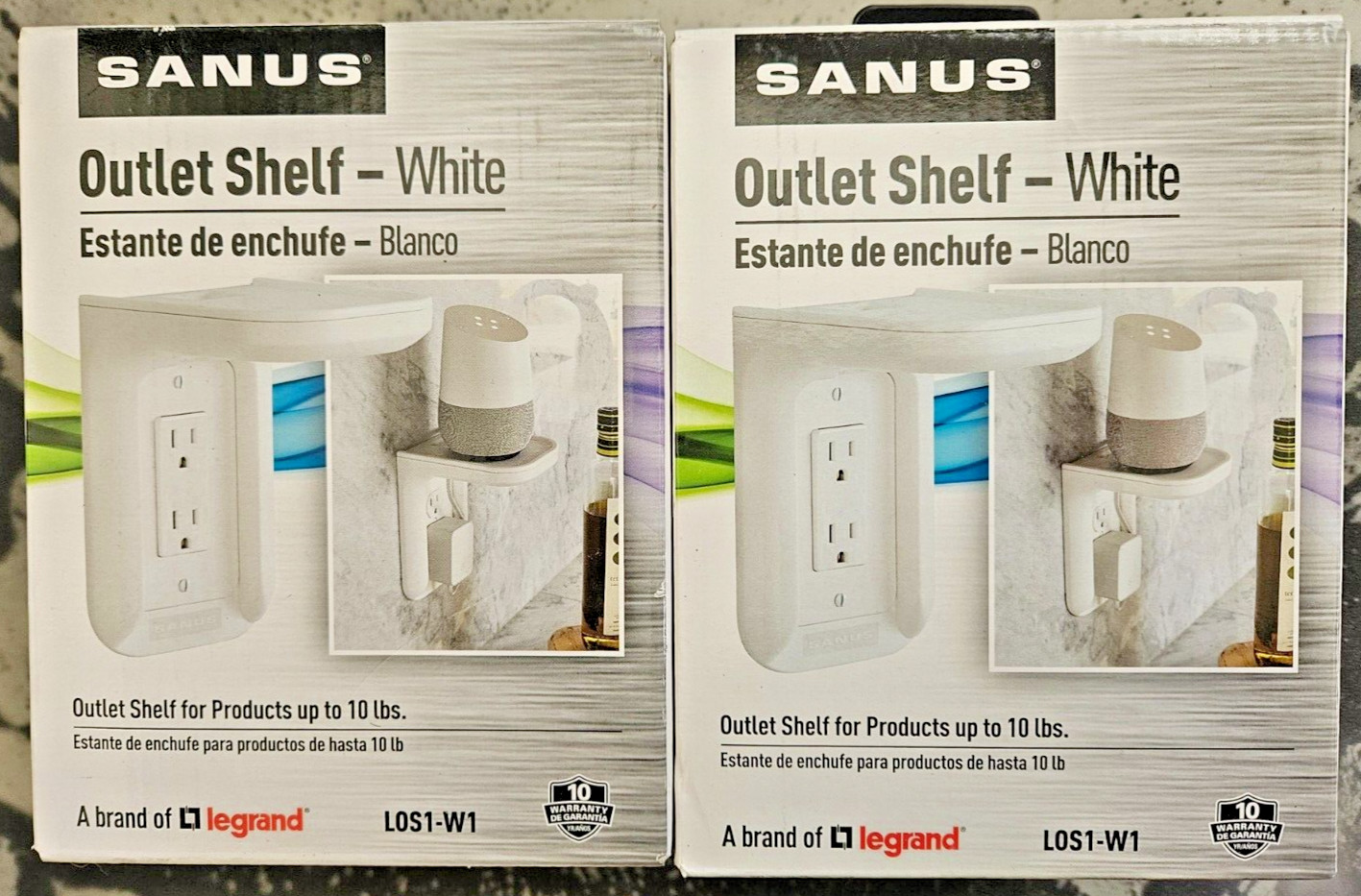 Sanus 1-Gang Specialty Size Outlet Shelf White Plastic Indoor Wall Plate 2 Pack