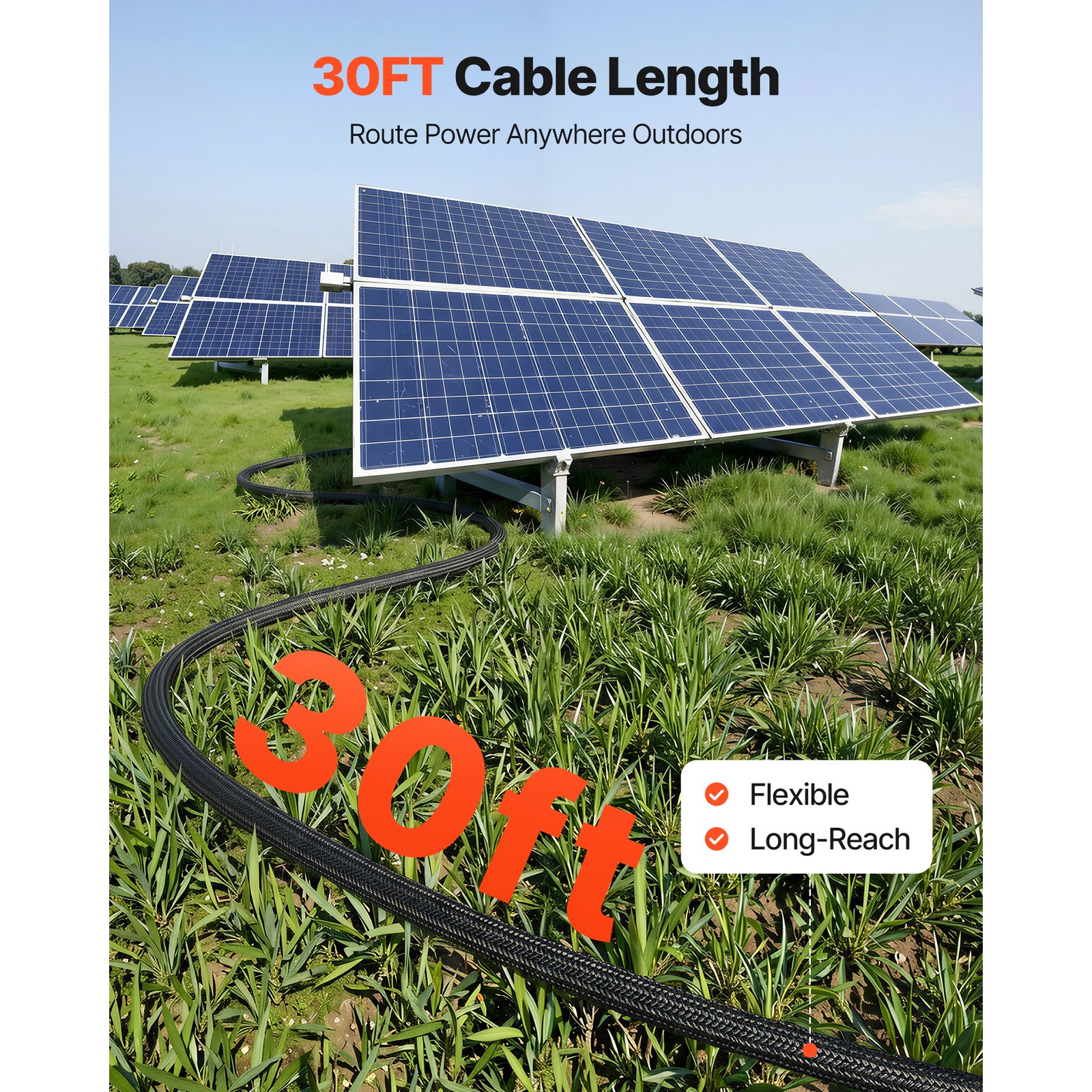 Uimoso 30FT Solar Panel Extension Cable 10AWG Wire Flame-Resistant Connectors
